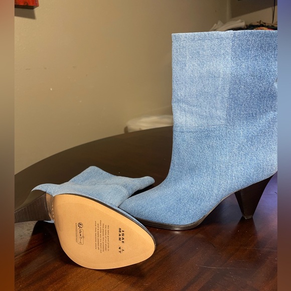ISABEL MARANT Rouxa Denim Slouchy Boots Women's Light Blue - Picture 2 of 3